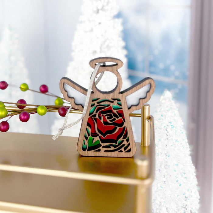 Red Rose Ornament | 3.5" Angel Figurine | Mother's Angels®