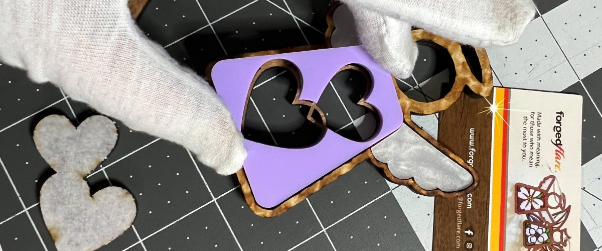 Heart-shaped interior fill of a Mother's Angels ornament.
