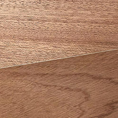 Close-up of sapele wooden wood showing its unique grain designs.