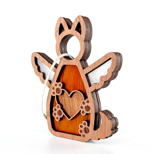 The Forged Flare® Forever By My Side Dog Angel Ornament features a winged dog with engraved heart and paw prints, plus a white hanging string—an ideal gift for dog lovers or for any personalized dog ornament collection.