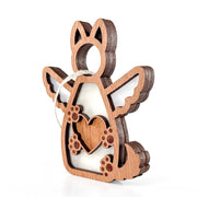 The Forever By My Side Dog Angel Ornament by Forged Flare® features a winged dog shape with paw prints, heart cutout, and twine loop. Layered wood and white accents make it a touching dog memorial or thoughtful gift for dog lovers.