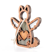 The Forged Flare® Forever By My Side Dog Angel Ornament features a winged dog design with a heart and paw prints, layered wood detailing, and a hanging loop—an ideal personalized gift or ornament for dog lovers.