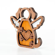 The Forged Flare® Forever In My Heart Dog Angel Ornament is a wooden angel-shaped decoration with dog features, wings, paw prints, and a heart center—perfect for dog lovers and ready to hang.