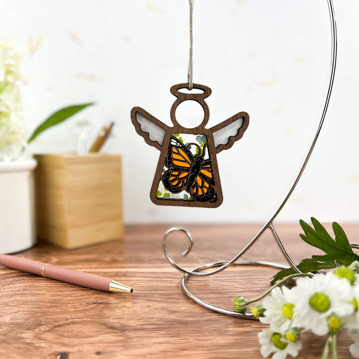 Butterfly winged angel ornament for remembrance