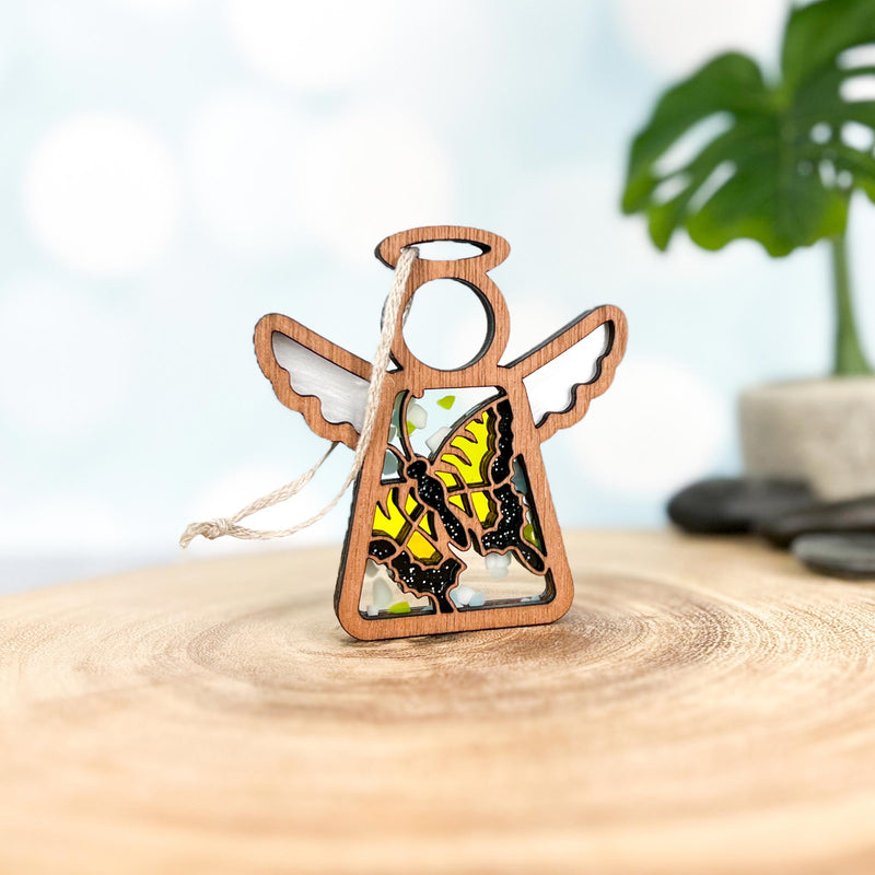 The Forged Flare® Mother's Angels® 3.5" Swallowtail Butterfly Ornament is a wooden angel figurine, perfect for collectors; available as a warehouse return on Amazon.