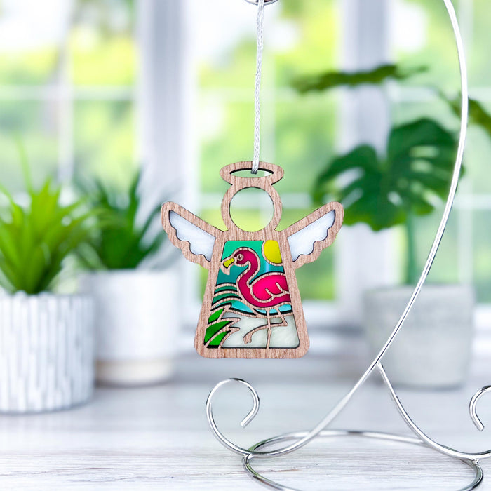 Flamingo Beach Ornament with Imperfections | 3.5" Angel Figurine | Mother's Angels®