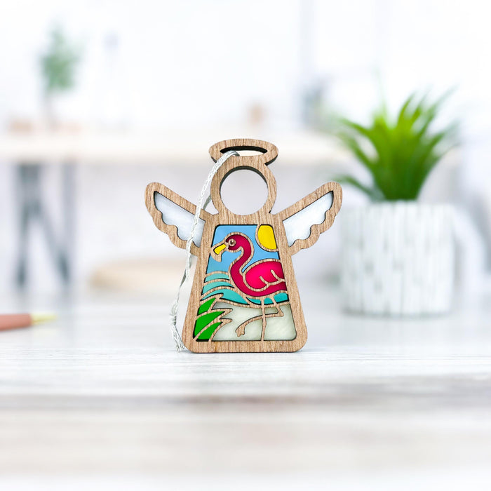 Mother's Angels® - Flamingo Beach Ornament with Imperfections, 3.5"