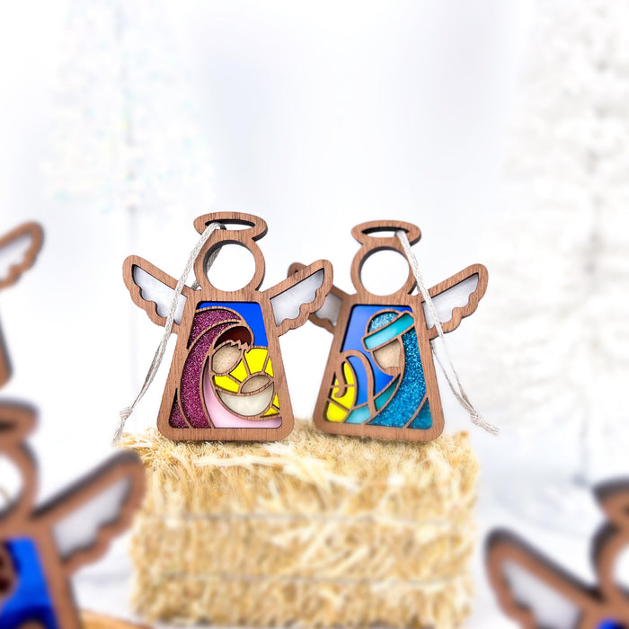 Christmas Nativity 2-Piece Bundle - Mary and Joseph | 3.5" Angel Figurine | Mother's Angels®