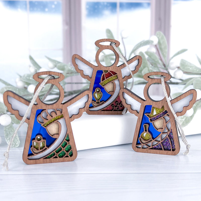 The Forged Flare® Christmas Nativity 3-Piece Bundle includes three Mother's Angels® Wise Men figurines, each 3.5" tall with stained-glass-style wings—perfect festive decor for your holiday or nativity scene.