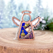 The Christmas Nativity Purple Wise Man 3.5" Angel Figurine by Forged Flare® is a unique Mother's Angels® ornament, perfect for those seeking distinctive holiday decor.