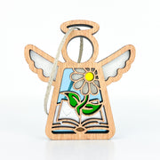 The Forged Flare® Book Lovers Ornament is a 3.5" Mother's Angels® figurine with outstretched wings, cutout flower, and blue-white accents—an ideal author or book club gift for literary fans.