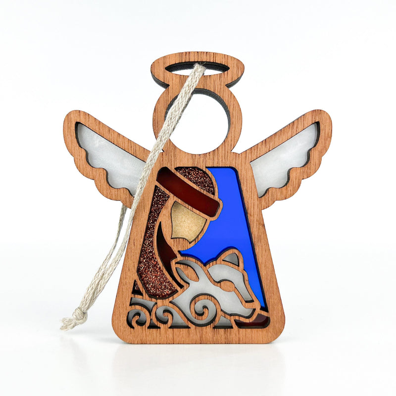 The Forged Flare® Mother's Angels® 3.5" Christmas Nativity Shepherd With Sheep angel figurine is a charming ornament, perfect for adding to Nativity decor or gifting as a unique Christmas treasure.