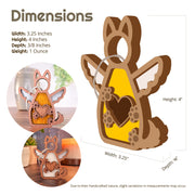 Illustration and photos of the Forged Flare® Forever By My Side Dog Angel Ornament—wooden, 3.25" wide, 4" high, 3/8" deep, weight 1 oz. A thoughtful dog lover gift or personalized holiday ornament for your décor.