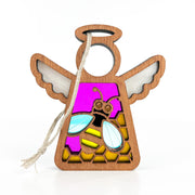 The Forged Flare® Warehouse Return - Honey Bee Ornament is a 3.5" Mother's Angels® figurine with translucent wings and a vibrant bee and honeycomb design—ideal for collectors or Amazon marketplace shoppers.