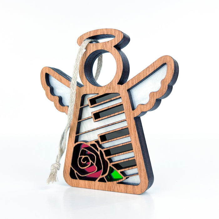 Piano & Rose Ornament | 3.5" Angel Figurine | Mother's Angels®