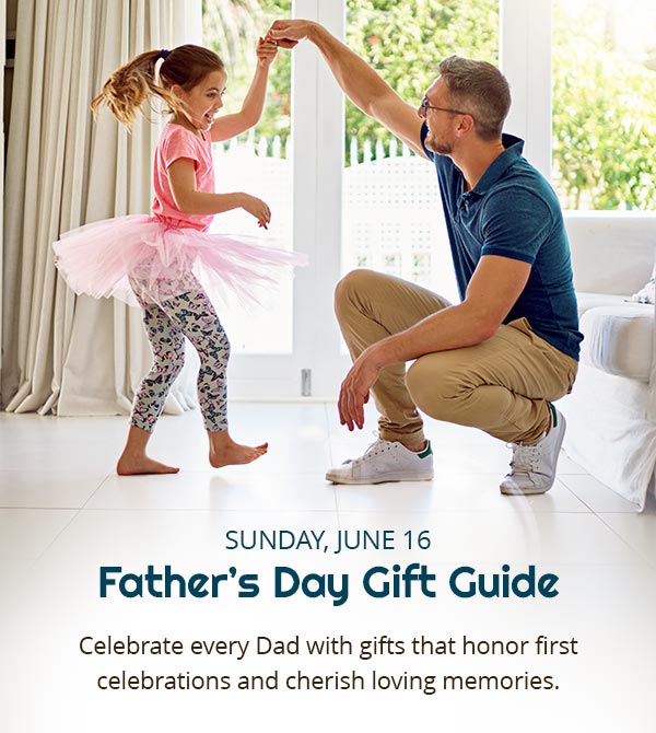 Father's Day Gift Guide. Celebrate every Dad with gifts that honor first celebrations and cherish loving memories. Father’s Day Gift Guide featuring a father dancing with his daughter, with ideas for father’s day gifts from daughter, festive decorations, and memorial gifts for loss of a father.