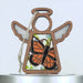 Handmade wooden angel with stained glass butterfly