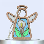 A 360-degree view of a white calla lily ornament, showcasing its intricate design and perfect for Christmas tree decoration or flower decor.